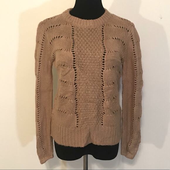 Tan Catherine Malandrino open weave knit sweater SZ XS - Picture 1 of 9